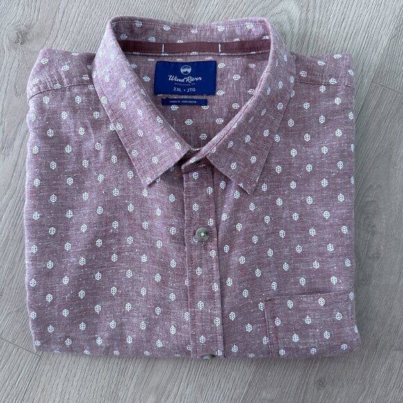 Unisex Short Sleeve Hemp Button Down sz 2XL - Mocha Mousse - Picture 9 of 10